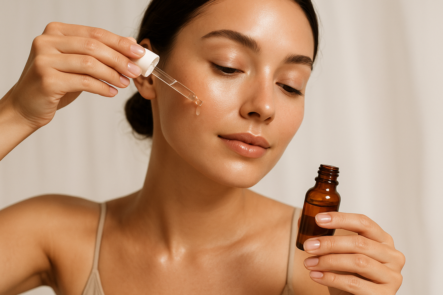 model face applying serum